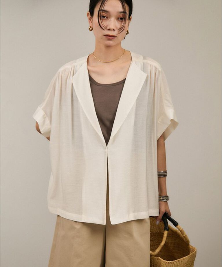 SALON adam et rope'「【WEB限定】シアーエアリージャケットライクブラウス」|シャツ・ブラウス|