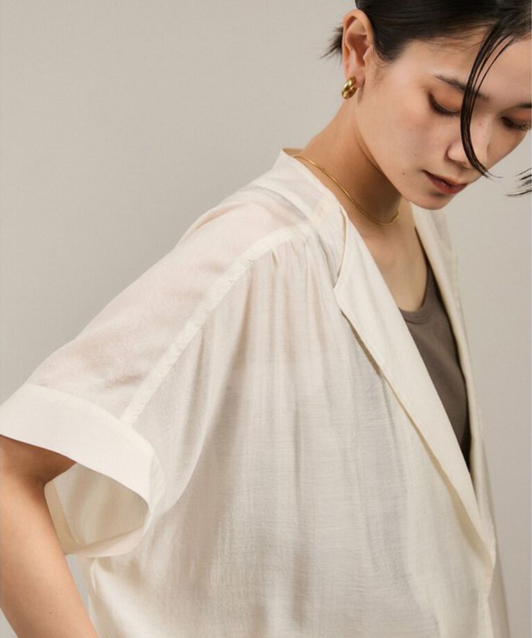 SALON adam et rope'「【WEB限定】シアーエアリージャケットライクブラウス」|シャツ・ブラウス|