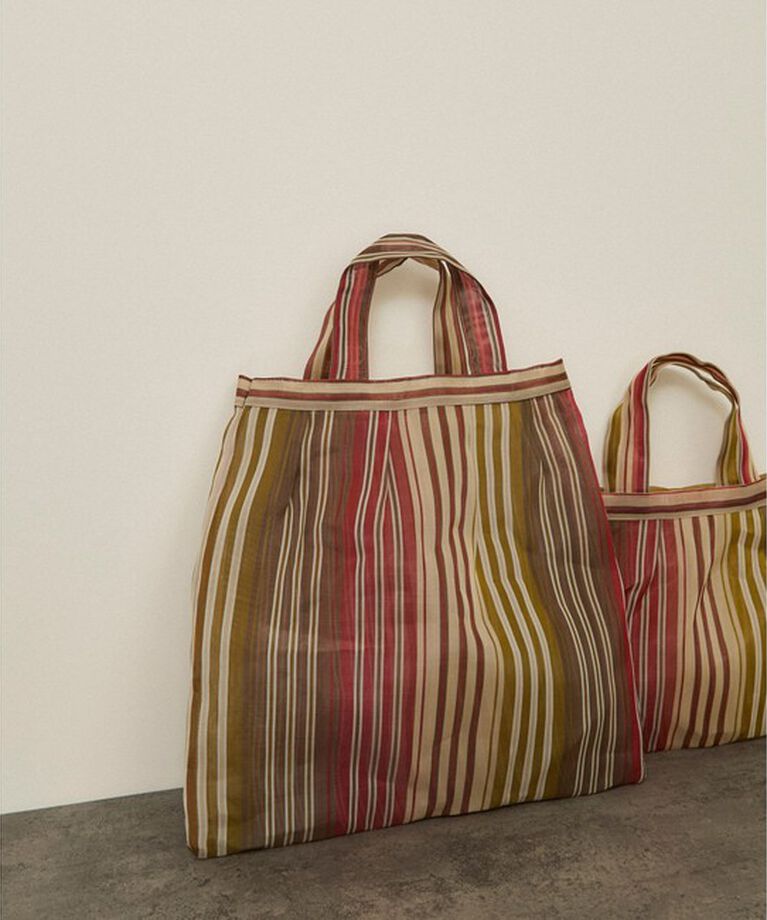 SALON adam et rope'「【Diminutivo（ディミヌティーボ）】メッシュトートバッグ ストライプ大」|トートバッグ|ブラウン系(22)