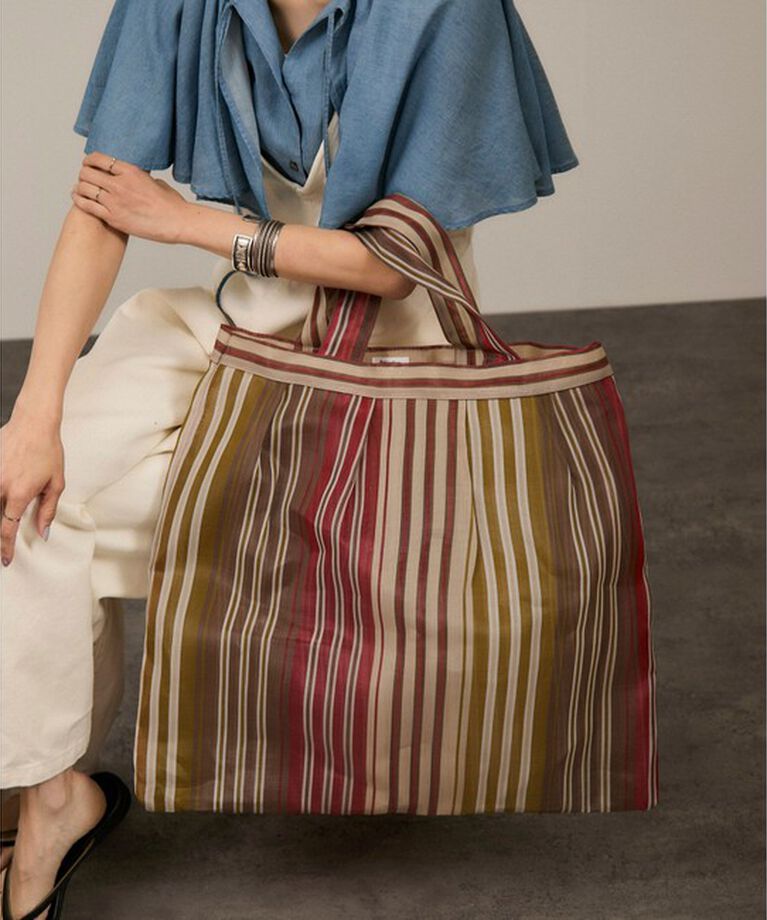 SALON adam et rope'「【Diminutivo（ディミヌティーボ）】メッシュトートバッグ ストライプ大」|トートバッグ|