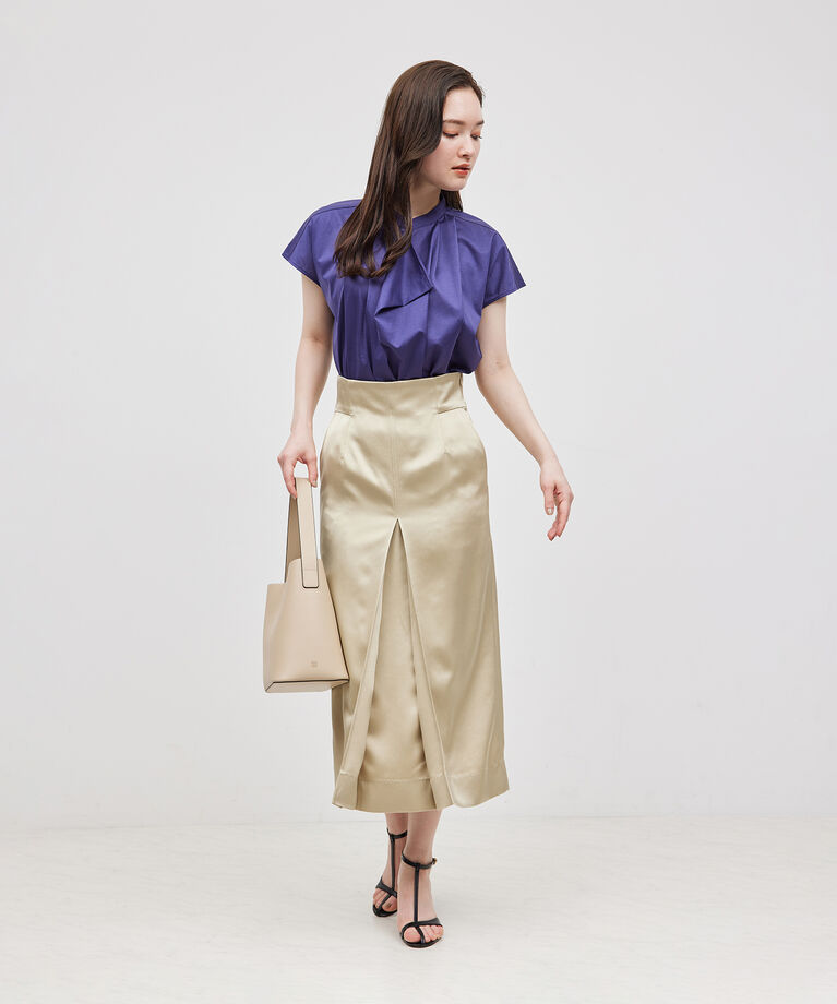 ROPE「【洗える】クリア天竺ラッフルフレンチスリーブカットソー」|シャツ・ブラウス|