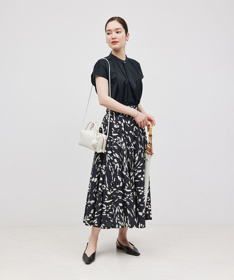 ROPE「【洗える】クリア天竺ラッフルフレンチスリーブカットソー」|シャツ・ブラウス|