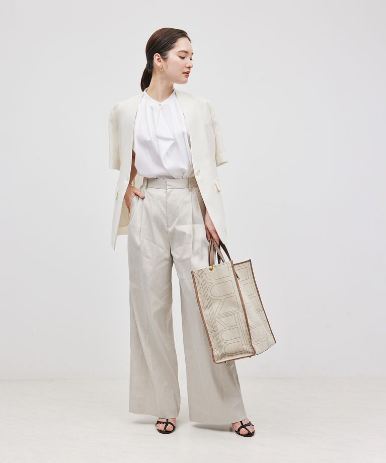 ROPE「【洗える】クリア天竺ラッフルフレンチスリーブカットソー」|シャツ・ブラウス|