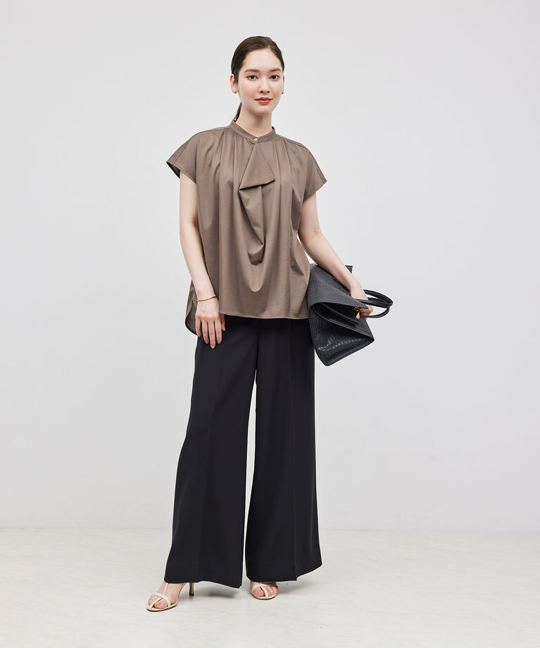 ROPE「【洗える】クリア天竺ラッフルフレンチスリーブカットソー」|シャツ・ブラウス|
