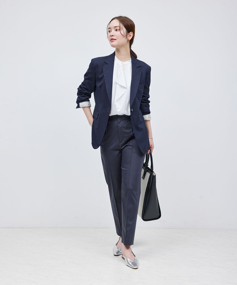 ROPE「【洗える】クリア天竺ラッフルフレンチスリーブカットソー」|シャツ・ブラウス|