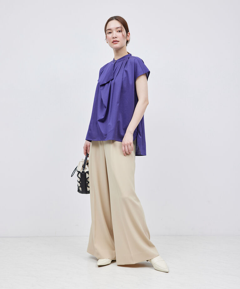 ROPE「【洗える】クリア天竺ラッフルフレンチスリーブカットソー」|シャツ・ブラウス|