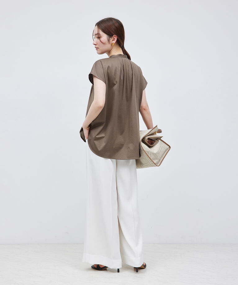 ROPE「【洗える】クリア天竺ラッフルフレンチスリーブカットソー」|シャツ・ブラウス|