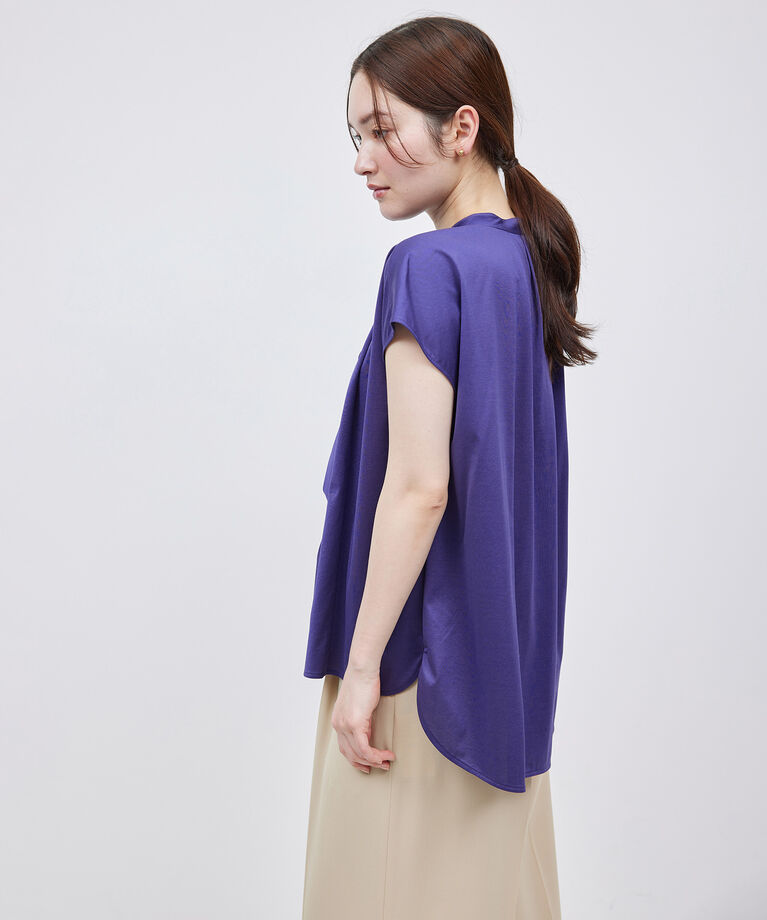 ROPE「【洗える】クリア天竺ラッフルフレンチスリーブカットソー」|シャツ・ブラウス|