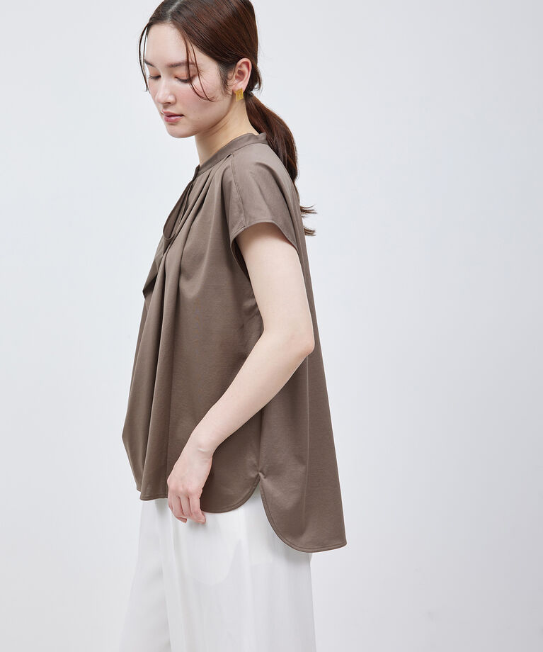 ROPE「【洗える】クリア天竺ラッフルフレンチスリーブカットソー」|シャツ・ブラウス|