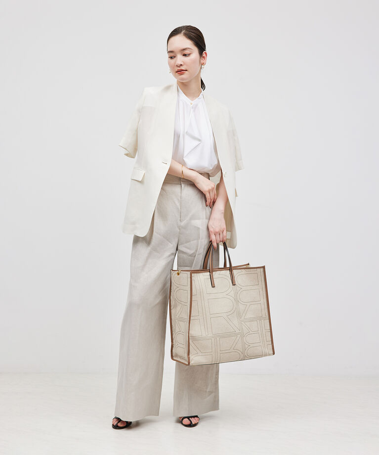 ROPE「【洗える】クリア天竺ラッフルフレンチスリーブカットソー」|シャツ・ブラウス|