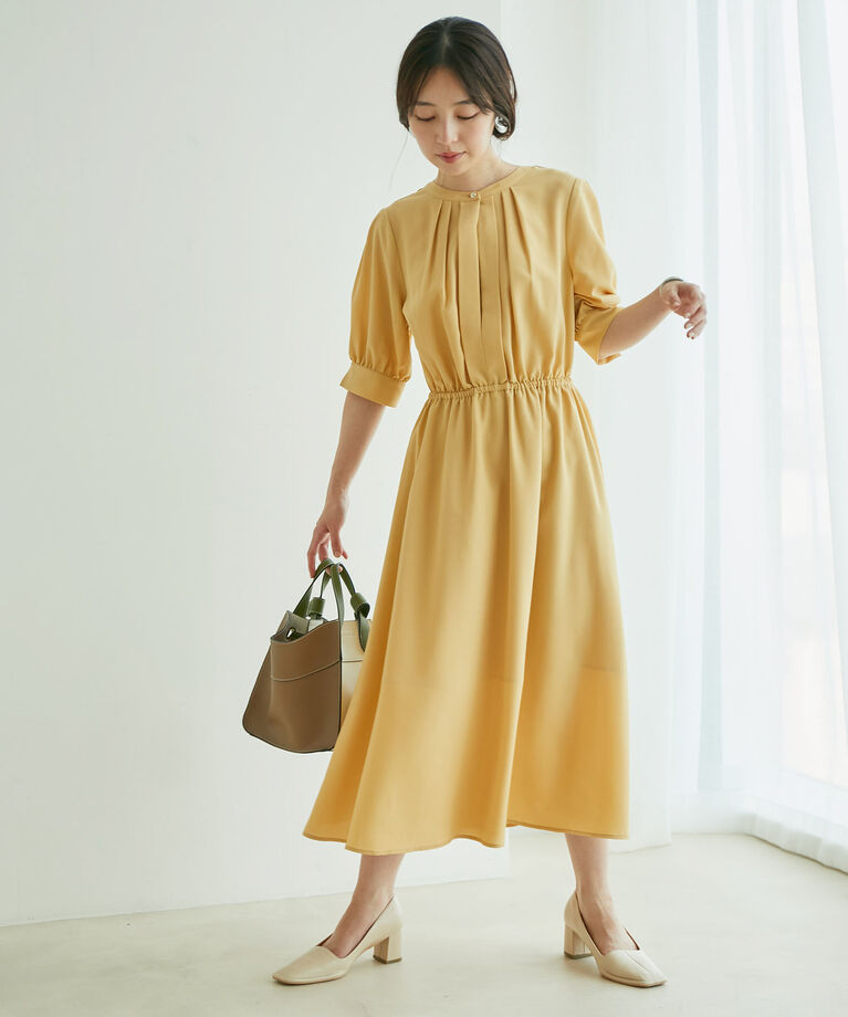 VIS「【EASY CARE】フロントタック5分袖ワンピース」|ワンピース|