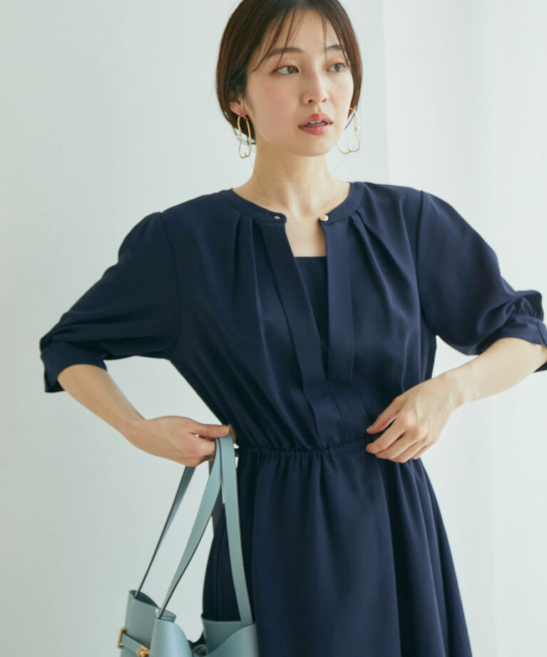 VIS「【EASY CARE】フロントタック5分袖ワンピース」|ワンピース|