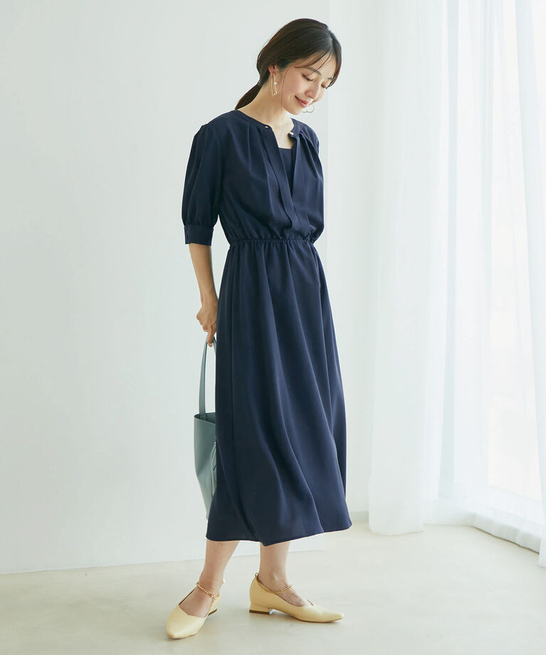 VIS「【EASY CARE】フロントタック5分袖ワンピース」|ワンピース|
