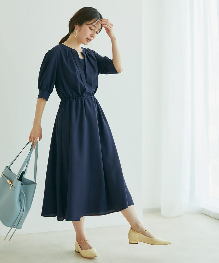 VIS「【EASY CARE】フロントタック5分袖ワンピース」|ワンピース|