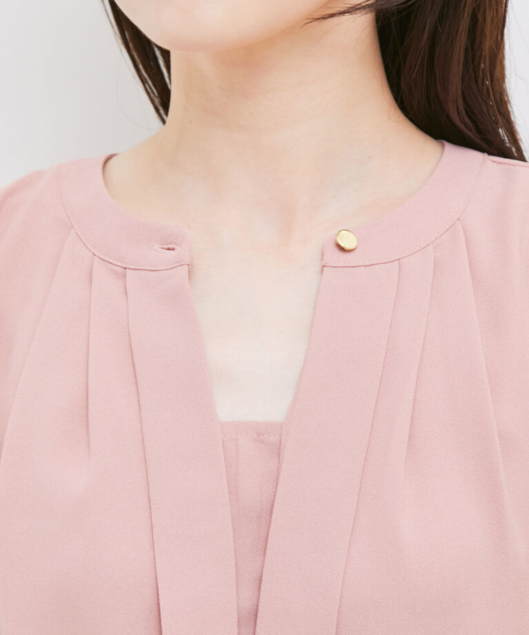 VIS「【洗える・EASYCARE】フロントタック長袖ブラウス【sustainable】」|シャツ・ブラウス|