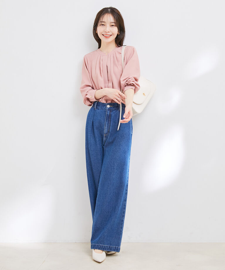 VIS「【洗える・EASYCARE】フロントタック長袖ブラウス【sustainable】」|シャツ・ブラウス|