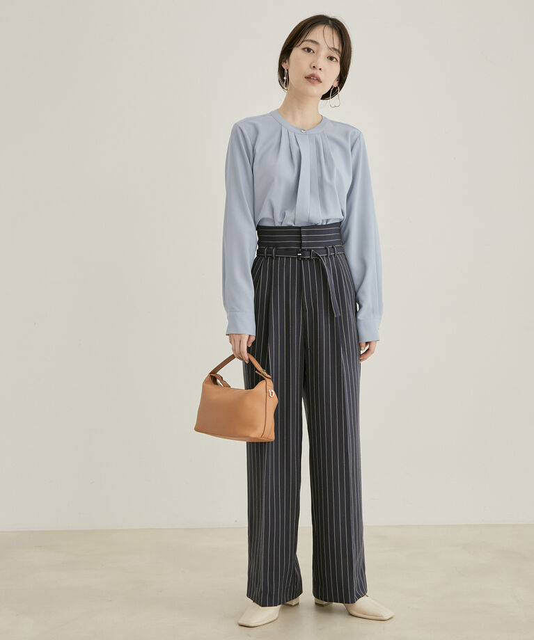 VIS「【洗える・EASYCARE】フロントタック長袖ブラウス【sustainable】」|シャツ・ブラウス|