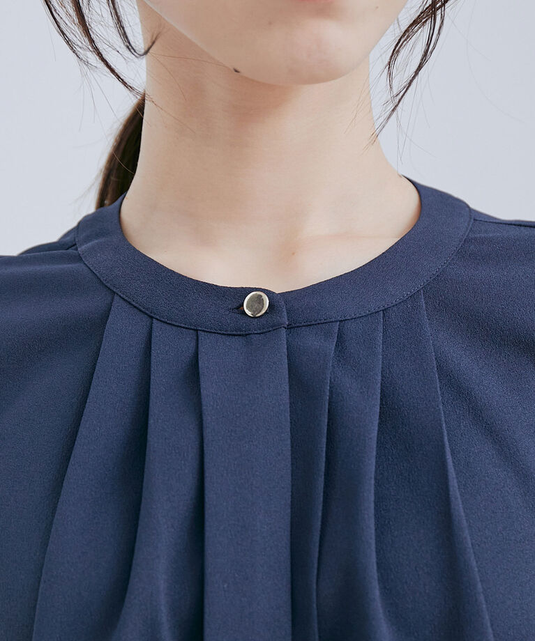 VIS「【洗える・防シワ】【新色】2WAYフロントタック5分袖ブラウス」|シャツ・ブラウス|