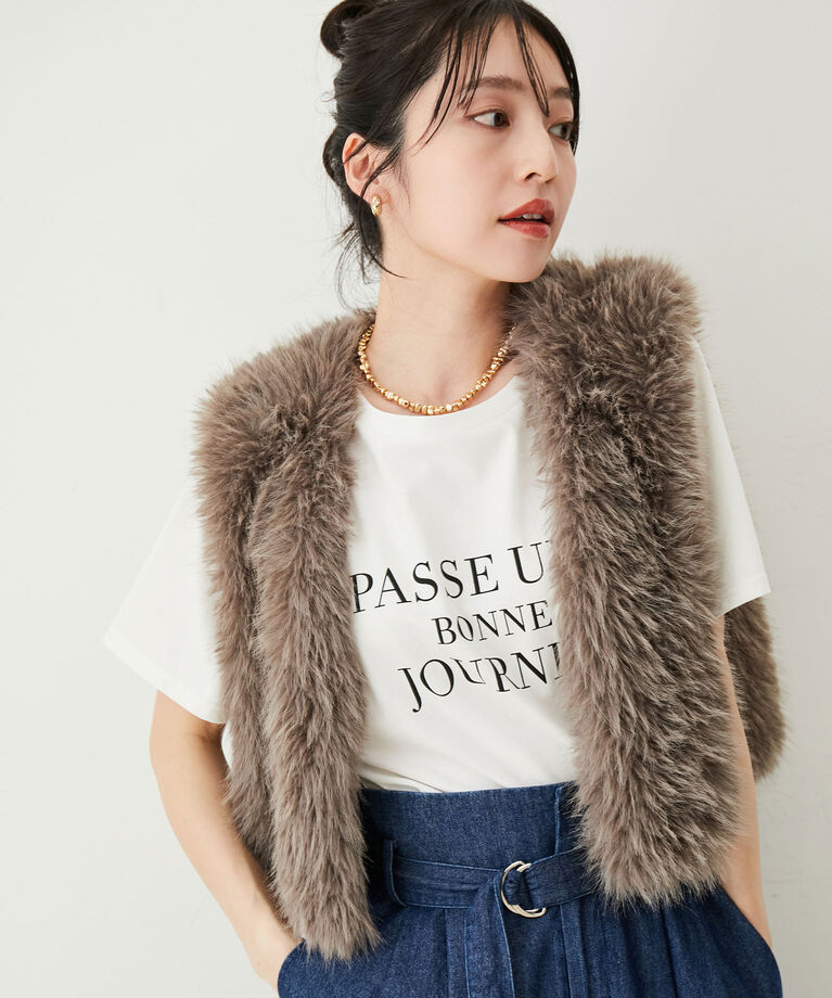 VIS「【接触冷感・洗える】シンプルロゴTシャツ」|Tシャツ・カットソー|