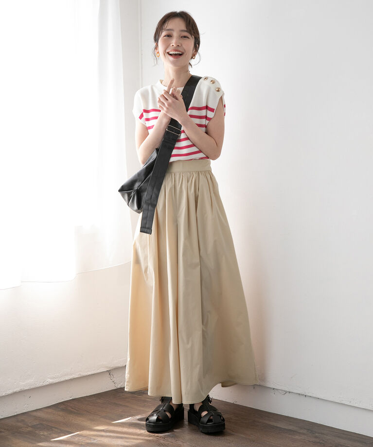 VIS「【洗える】スカート見えボリュームワイドパンツ」|スラックス|