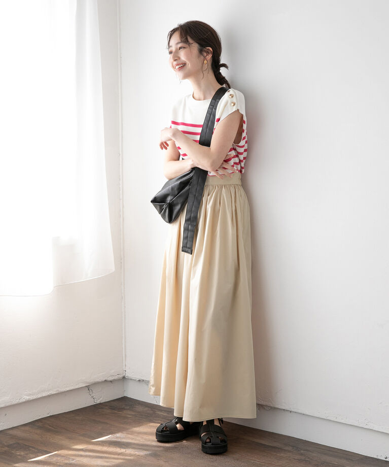 VIS「【洗える】スカート見えボリュームワイドパンツ」|スラックス|