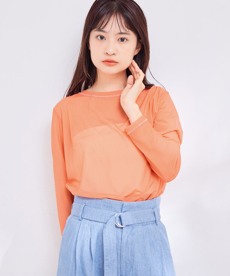 VIS「【洗える】クルーネックシアーロングTシャツ」|Tシャツ・カットソー|