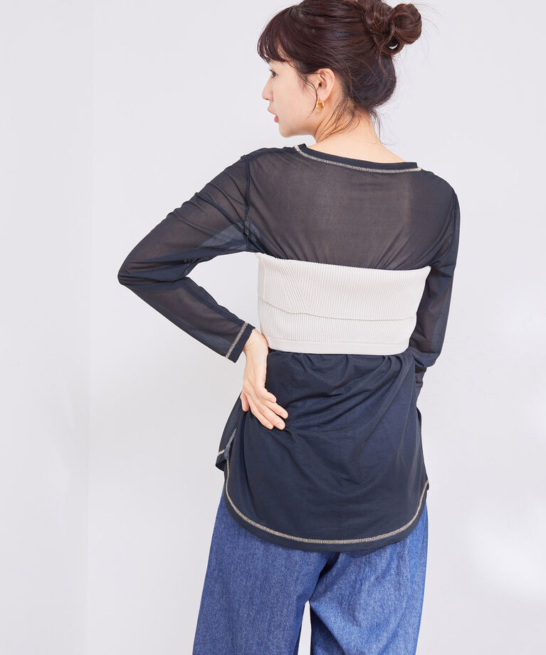 VIS「【洗える】クルーネックシアーロングTシャツ」|Tシャツ・カットソー|