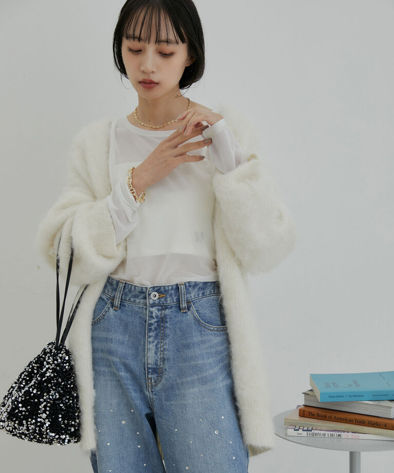 VIS「【洗える】クルーネックシアーロングTシャツ」|Tシャツ・カットソー|