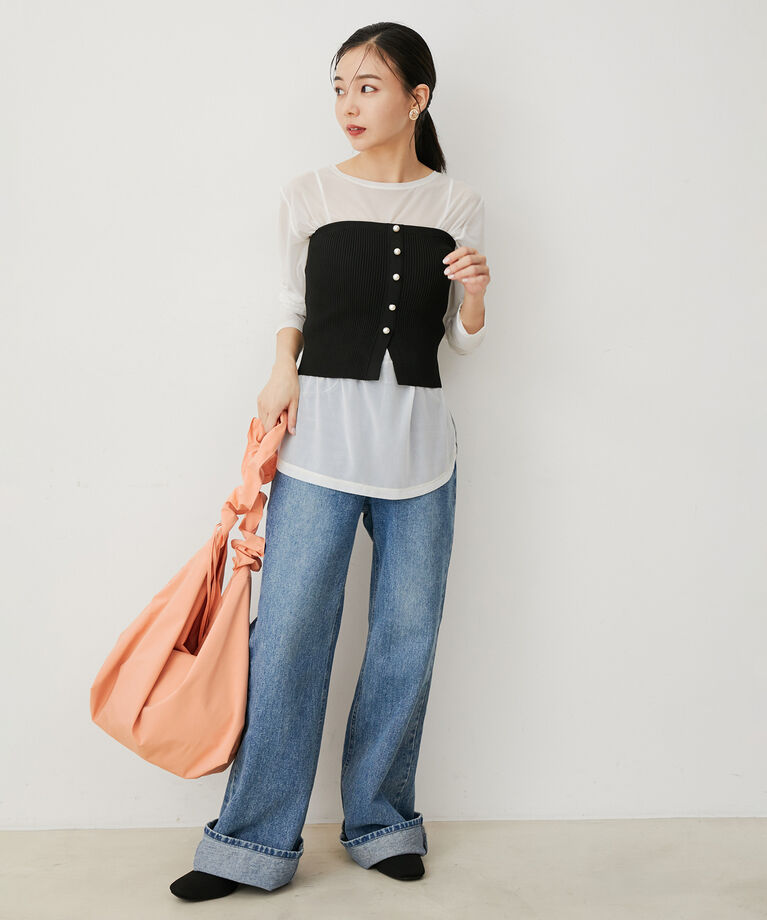 VIS「【洗える】クルーネックシアーロングTシャツ」|Tシャツ・カットソー|