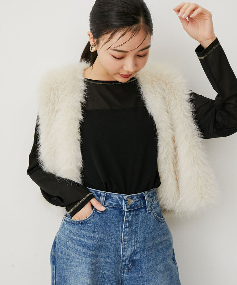 VIS「【洗える】クルーネックシアーロングTシャツ」|Tシャツ・カットソー|