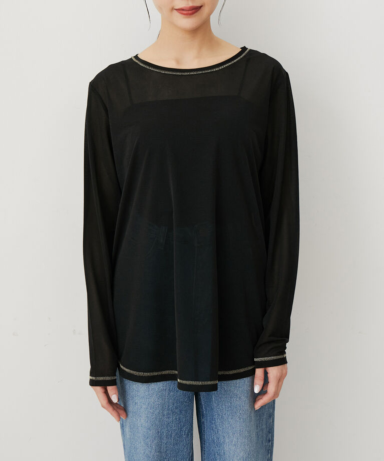 VIS「【洗える】クルーネックシアーロングTシャツ」|Tシャツ・カットソー|