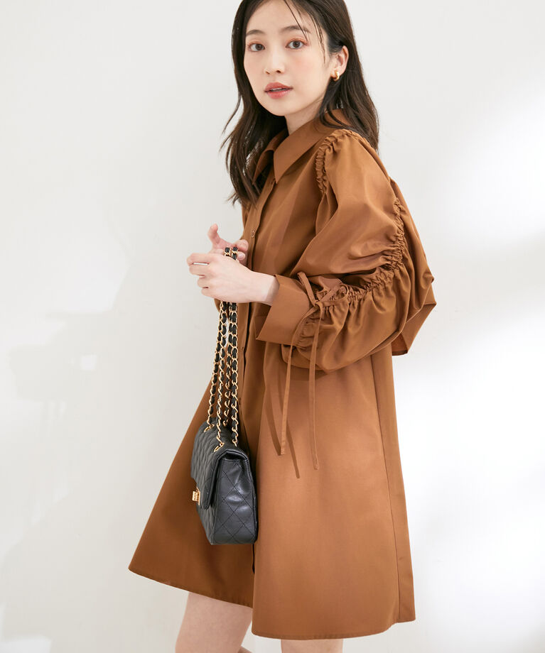 VIS「【洗える】【マルチWAY】ボレロ付きミニシャツワンピース」|その他|ブラウン(22)