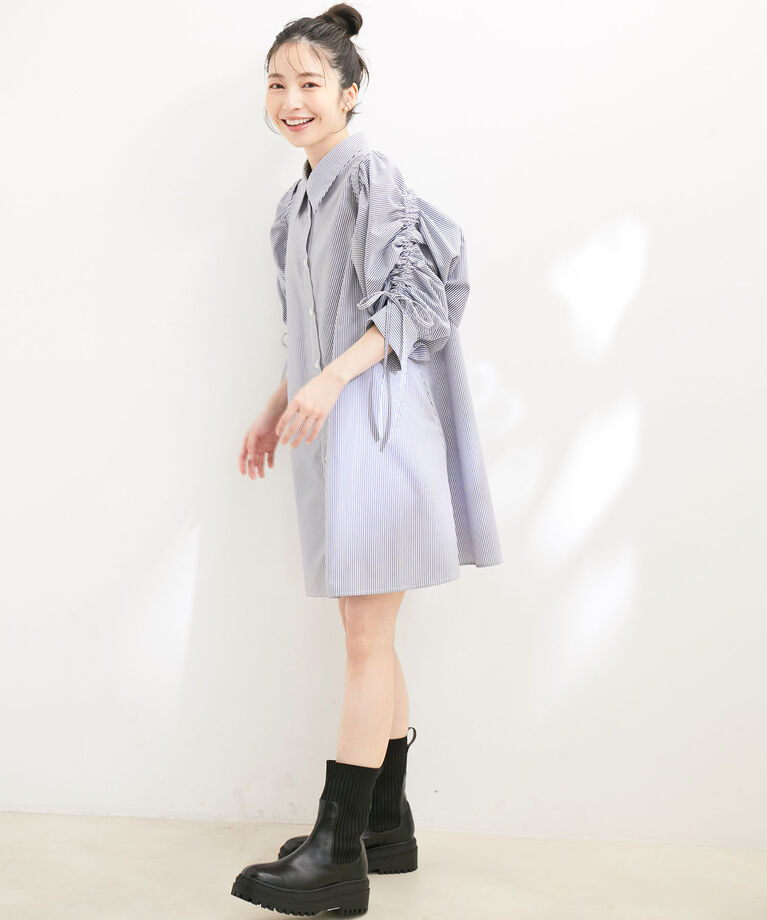 VIS「【洗える】【マルチWAY】ボレロ付きミニシャツワンピース」|その他|ネイビー系(43)