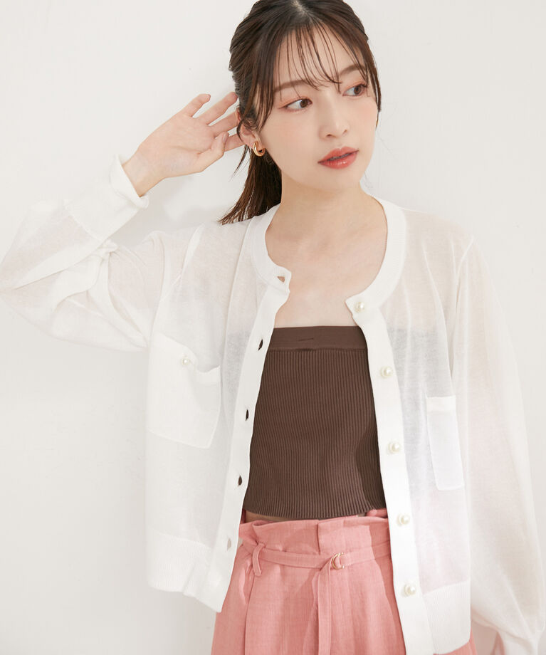 VIS「【WEB限定】パール釦シアーカーディガン」|カーディガン|