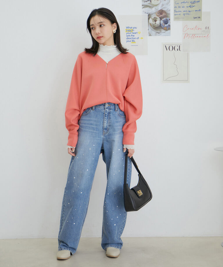 VIS「【スフレタッチシリーズ】Ｖネックドルマンプルオーバー【洗える】」|ニット・セーター|