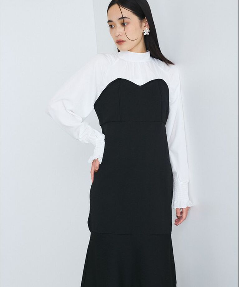 VIS「【VIS DRESS】バックリボンドッキングマーメイドワンピース」|ワンピース|