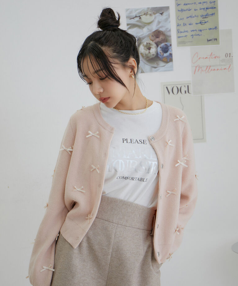 VIS「【WEB限定】リボンモチーフカーディガン」|カーディガン|