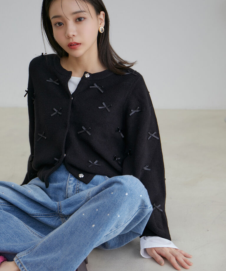VIS「【WEB限定】リボンモチーフカーディガン」|カーディガン|