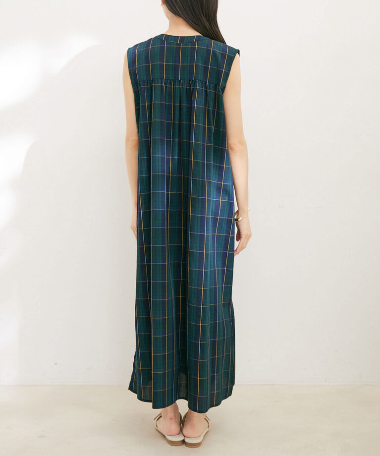 VIS「【WEB限定】【2WAY】ノースリーブチェックロングワンピース」|ワンピース|