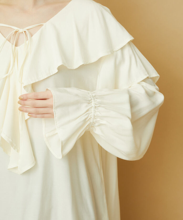 VIS「【洗える】ラッフルフリルチュニックブラウス」|シャツ・ブラウス|