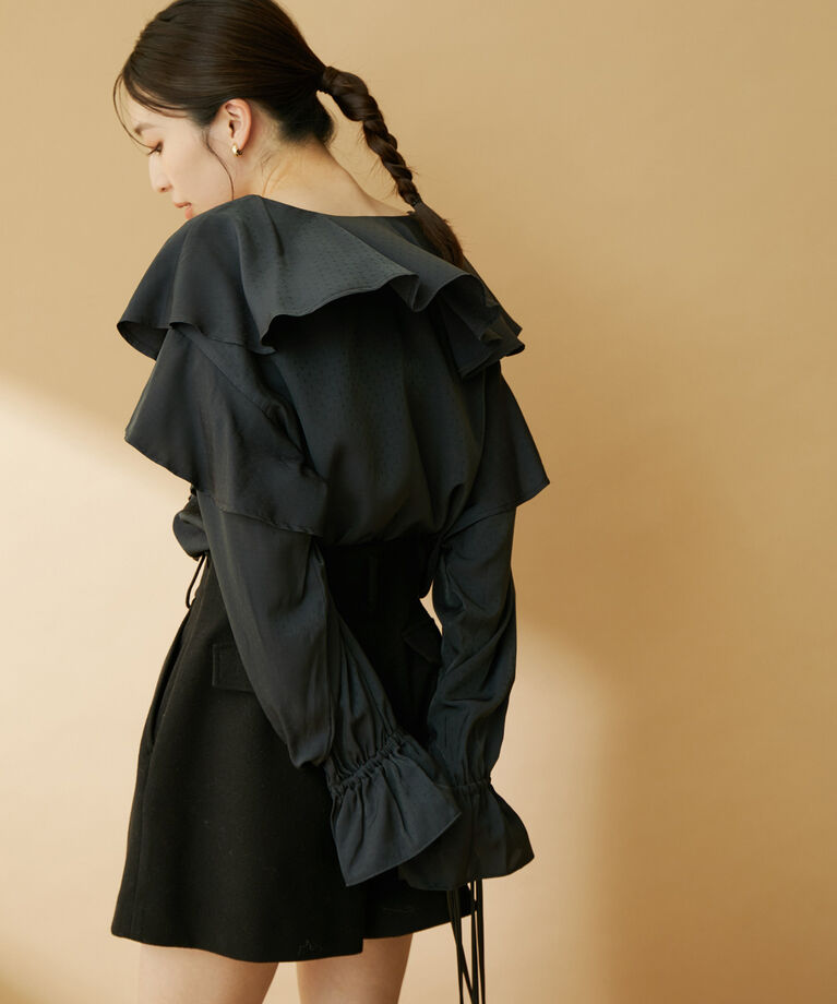 VIS「【洗える】ラッフルフリルチュニックブラウス」|シャツ・ブラウス|