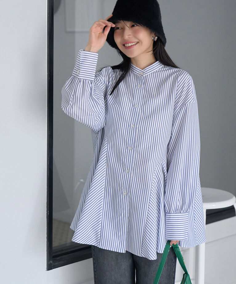 VIS「【洗える・シワが取れやすい】美easyフレアシャツ」|シャツ・ブラウス|