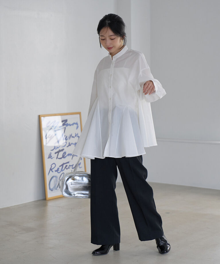 VIS「【洗える・シワが取れやすい】美easyフレアシャツ」|シャツ・ブラウス|