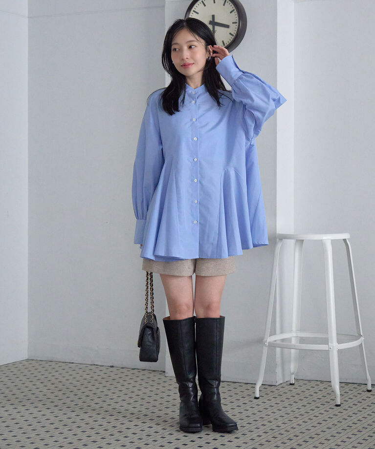 VIS「【洗える・シワが取れやすい】美easyフレアシャツ」|シャツ・ブラウス|