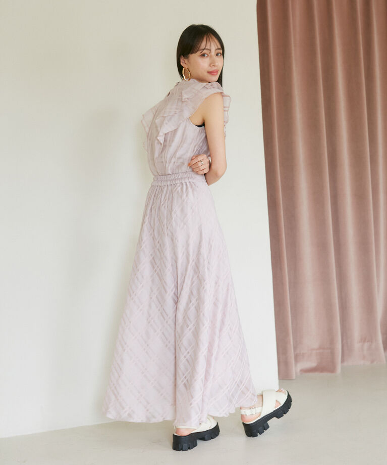 VIS「【夏トップス総選挙/お気に入り登録No.2】シアーチェックフリルブラウス」|シャツ・ブラウス|