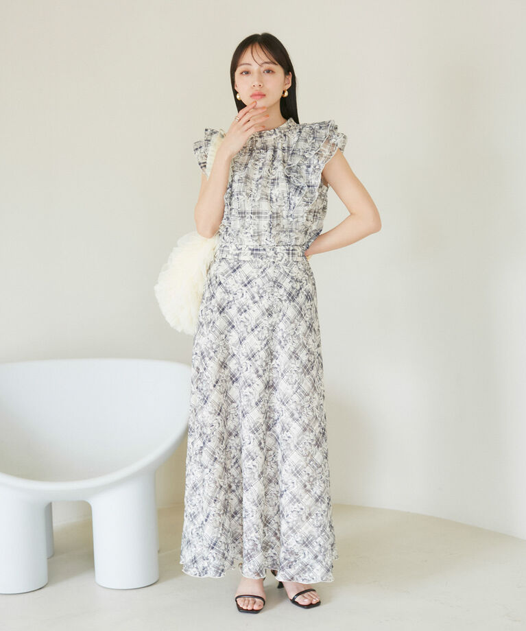 VIS「【夏トップス総選挙/お気に入り登録No.2】シアーチェックフリルブラウス」|シャツ・ブラウス|