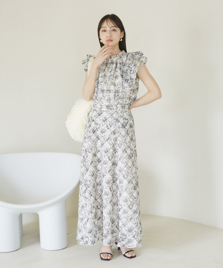 VIS「【夏トップス総選挙/お気に入り登録No.2】シアーチェックフリルブラウス」|シャツ・ブラウス|