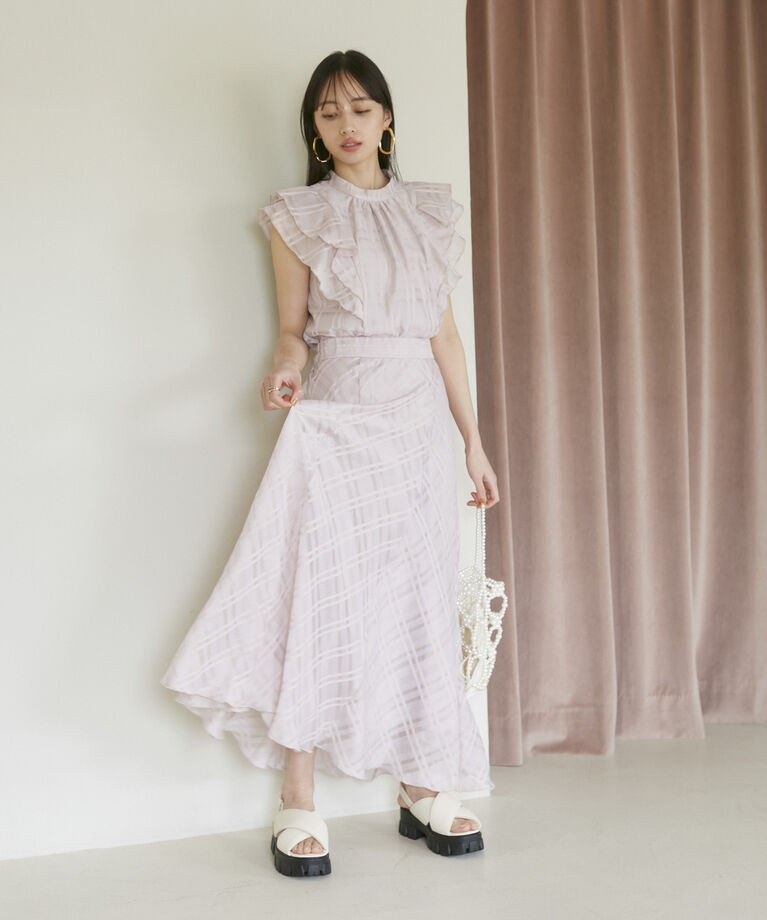 VIS「【夏トップス総選挙/お気に入り登録No.2】シアーチェックフリルブラウス」|シャツ・ブラウス|