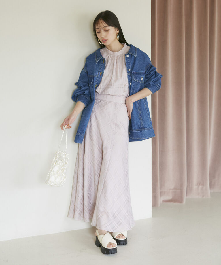 VIS「【夏トップス総選挙/お気に入り登録No.2】シアーチェックフリルブラウス」|シャツ・ブラウス|