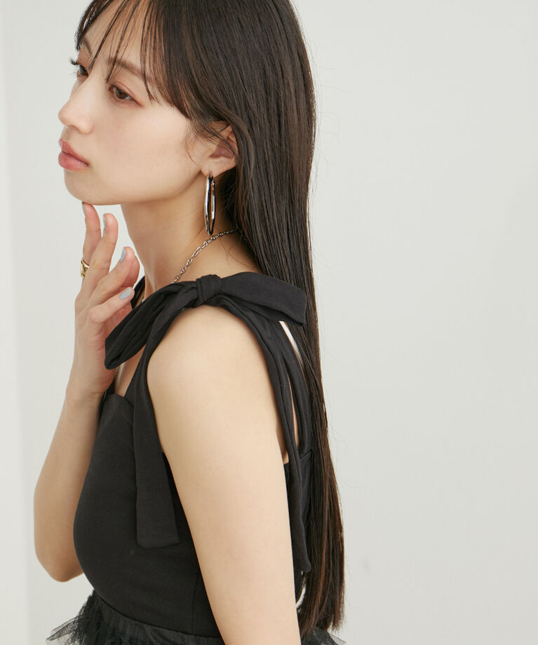 VIS「【WEB限定】肩リボンチュールティアードワンピース」|ワンピース|